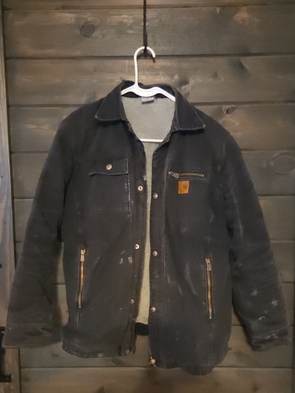 Carhartt Black Sherpa-Lined Canvas Field Jacket
